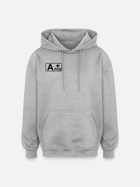 #304 Blutgruppe A pos - Oversized Unisex Hoodie - Grau meliert