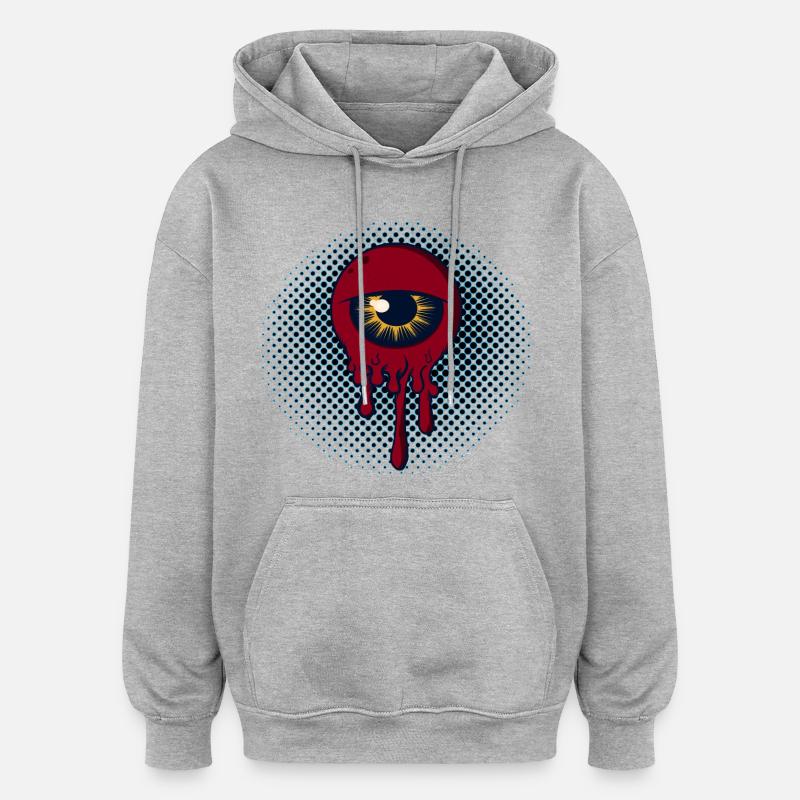 œil - Sweat à capuche oversize unisexe - gris chiné