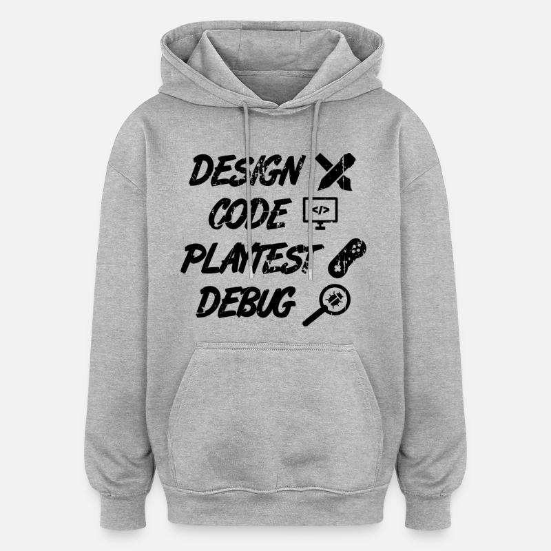 Débogage Playtest de code de conception - Sweat à capuche oversize unisexe - gris chiné