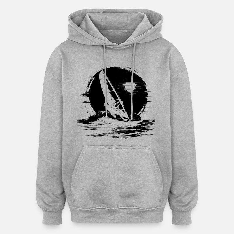 Fan de planche à voile - Sweat à capuche oversize unisexe - gris chiné