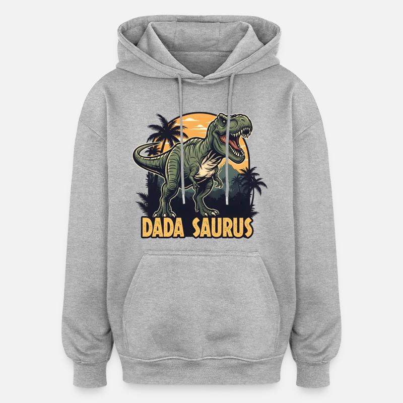 Dada Saurus T-Rex Illustration - Sweat à capuche oversize unisexe - gris chiné