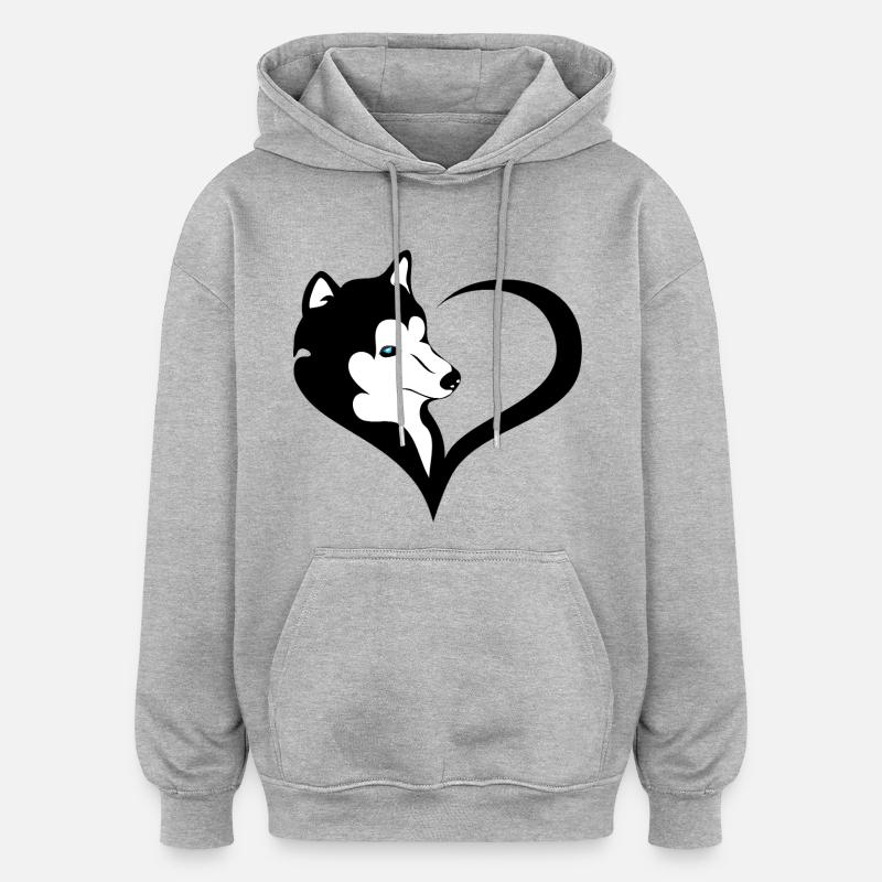 Silhouette rauque avec œil bleu - Sweat à capuche oversize unisexe - gris chiné