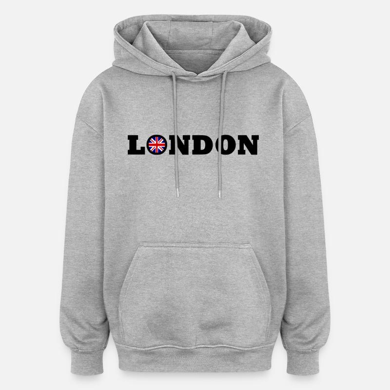 Londres - Sweat à capuche oversize unisexe - gris chiné