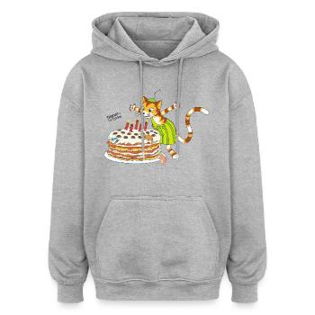 Pettersson Und Findus Geburtstag Feiern Torte - Oversized Unisex Hoodie - Grau meliert - Vorne - Noah (186cm)