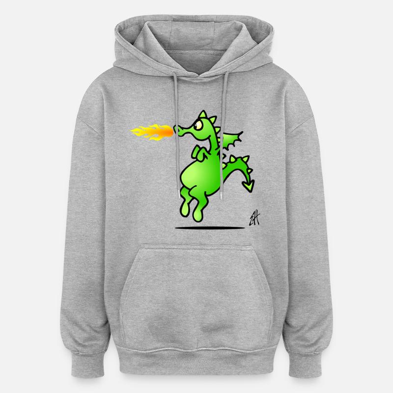 Dragon - Sweat à capuche oversize unisexe - gris chiné