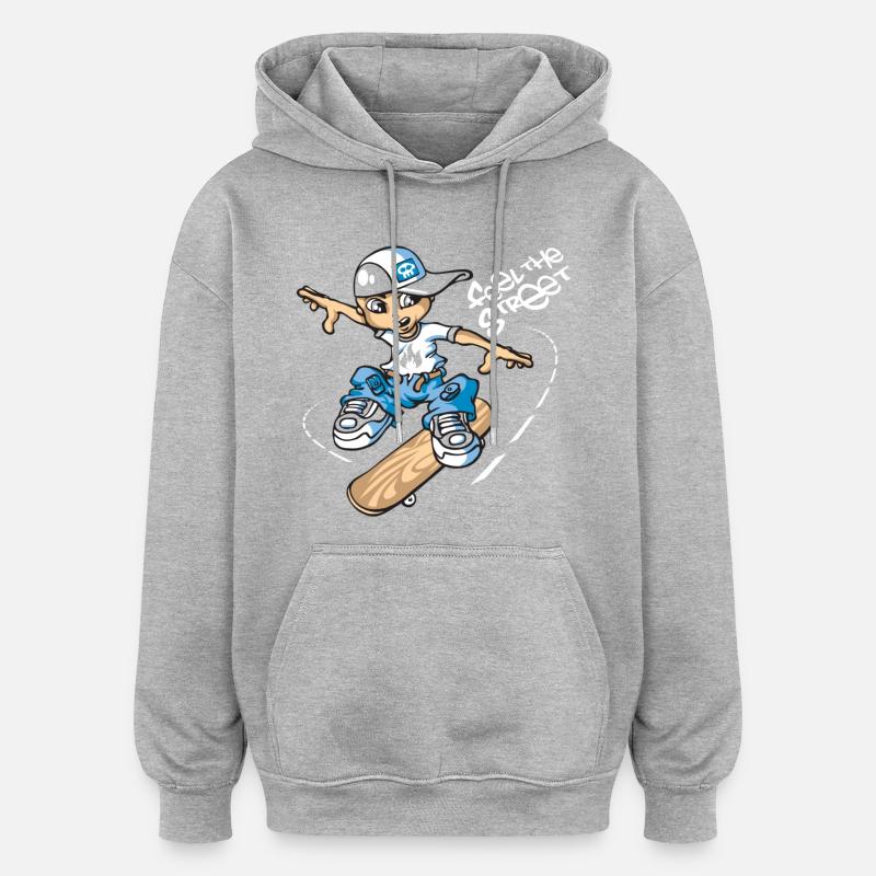 Garçon de patineur - Sweat à capuche oversize unisexe - gris chiné