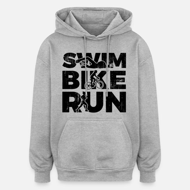 Natation Cyclisme Course à pied - Sweat à capuche oversize unisexe - gris chiné