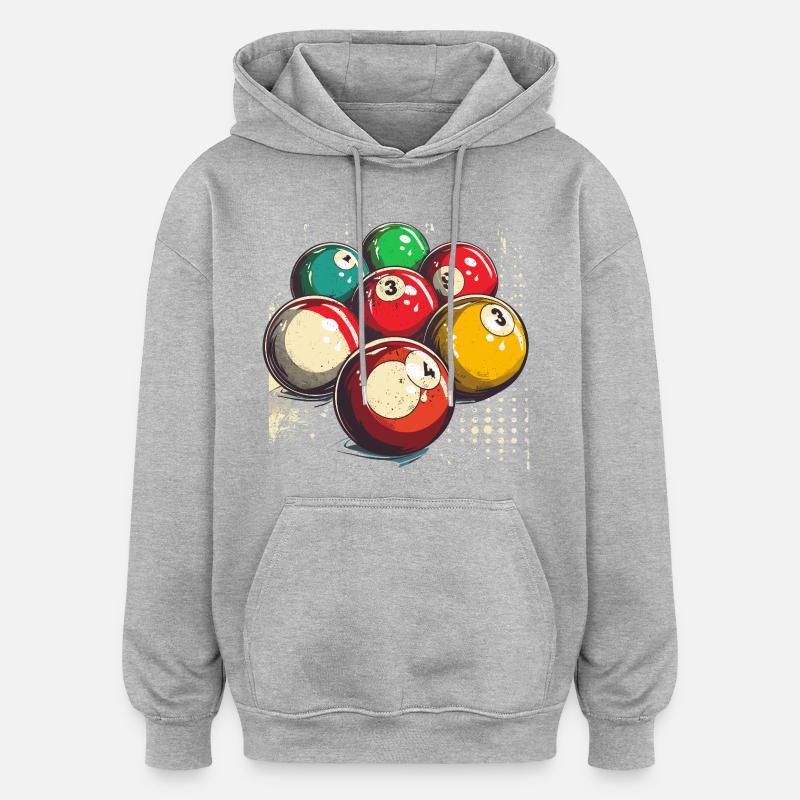 Boules de billard graphiques - Sweat à capuche oversize unisexe - gris chiné