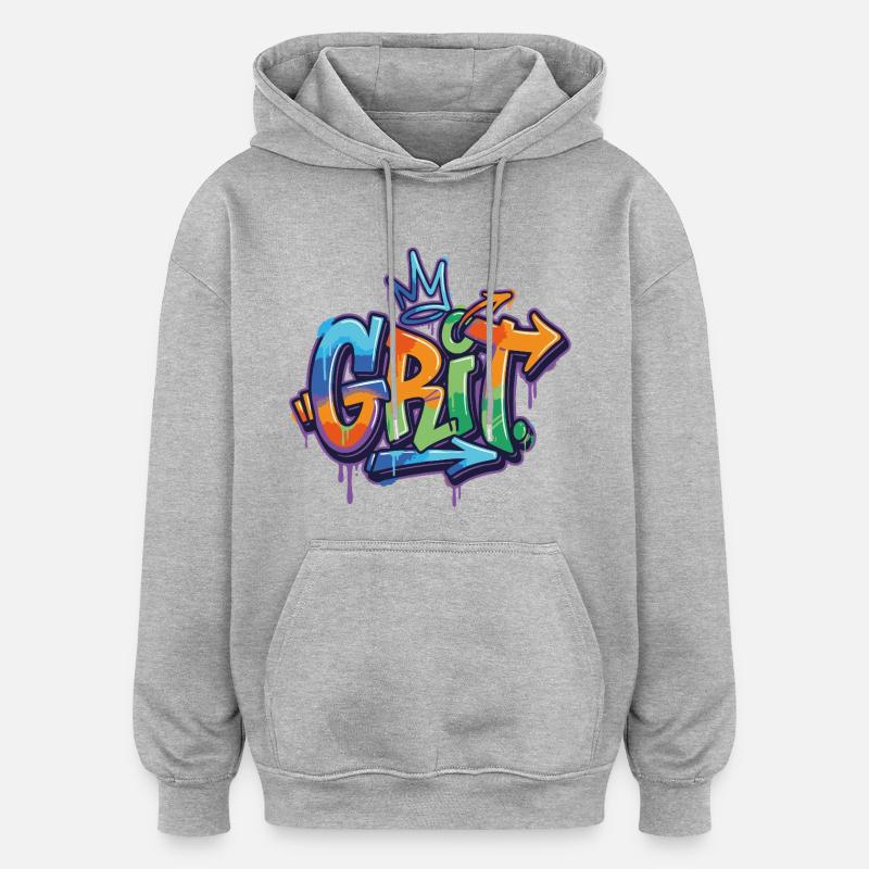 Motivation du graffiti de grain - Sweat à capuche oversize unisexe - gris chiné