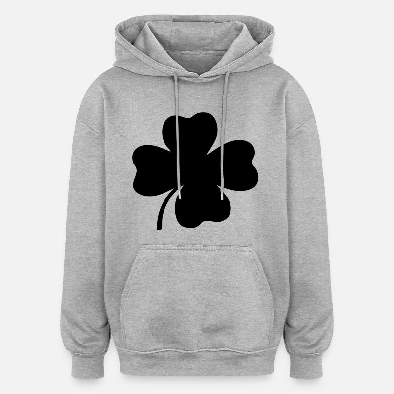 Trèfle à quatre feuilles - Sweat à capuche oversize unisexe - gris chiné