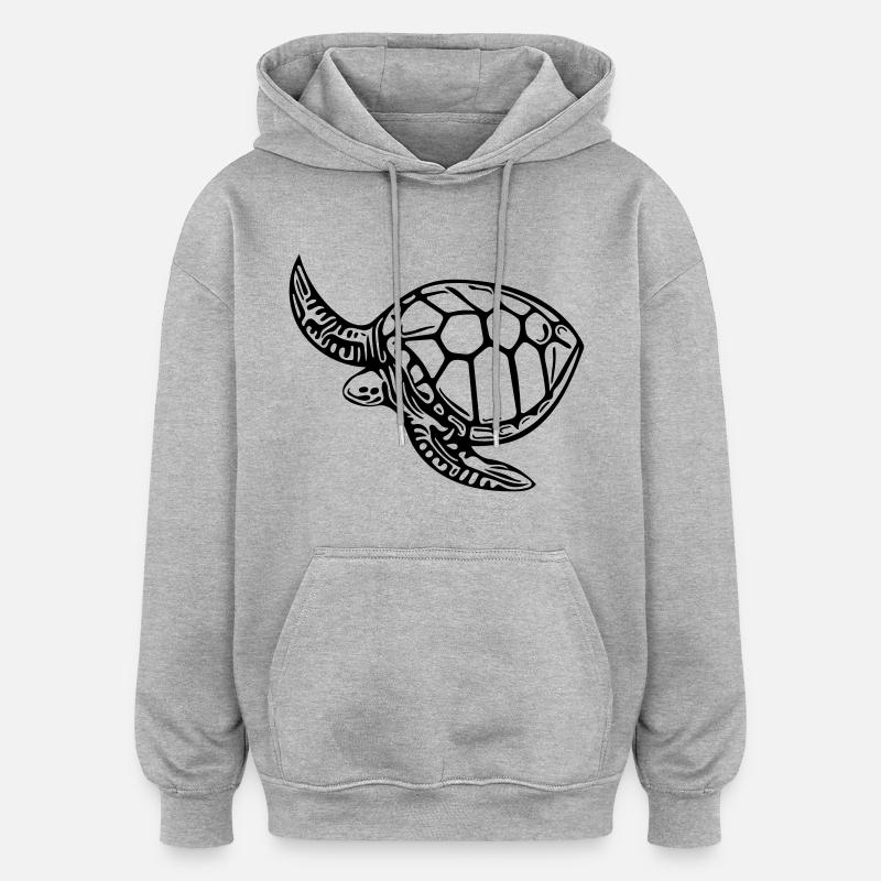tortue - Sweat à capuche oversize unisexe - gris chiné