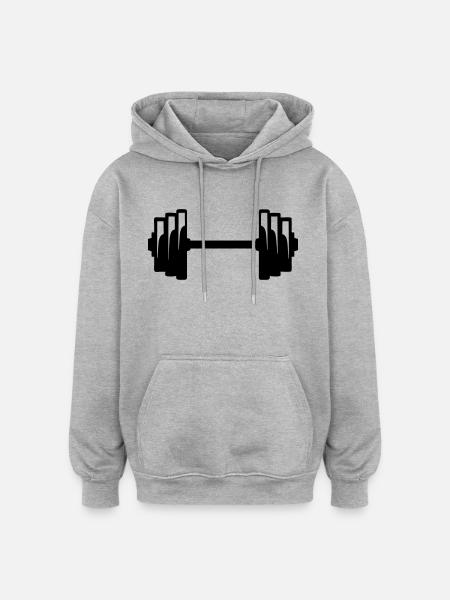 Dumbbell weight lifting bodybuilding 12 - Oversized Unisex Hoodie - heather grey