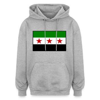 Drapeau de la Syrie - Sweat à capuche oversize unisexe - gris chiné - Devant - Noah (186cm)