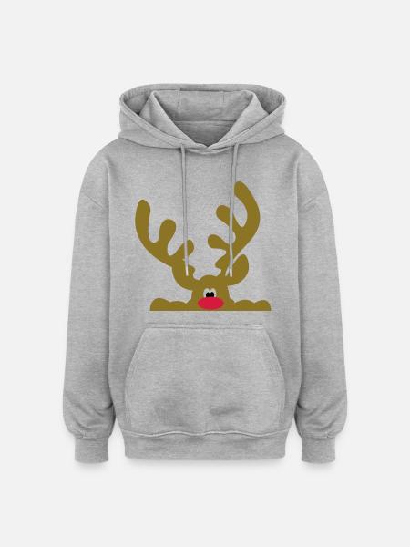 reindeer - Oversized Unisex Hoodie - heather grey