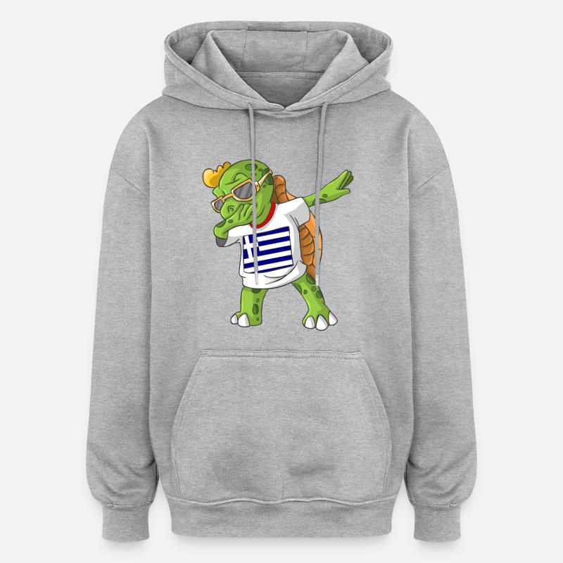 Grèce tortue tamponnant - Sweat à capuche oversize unisexe - gris chiné