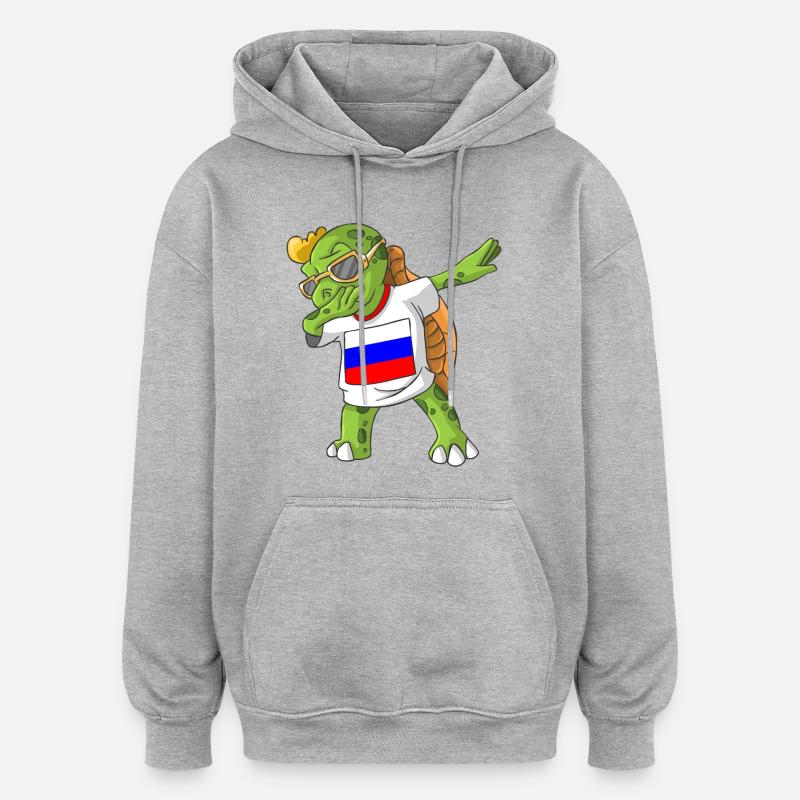 Russie tortue tamponnant - Sweat à capuche oversize unisexe - gris chiné