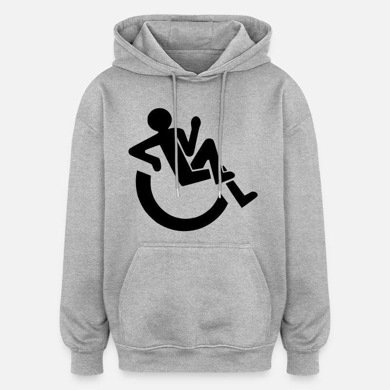 Entspannter Rollstuhlfahrer, Roller, Behinderter # - Oversized Unisex Hoodie - Grau meliert