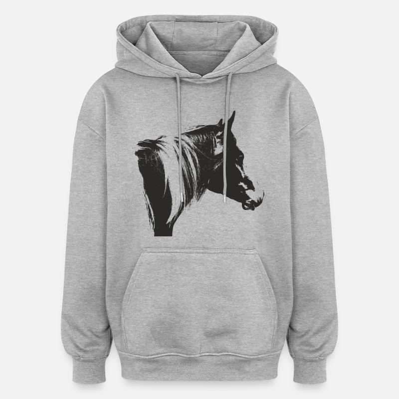 Lewitzer Schecke, Cheval Schecke, Équitation Pinto - Sweat à capuche oversize unisexe - gris chiné