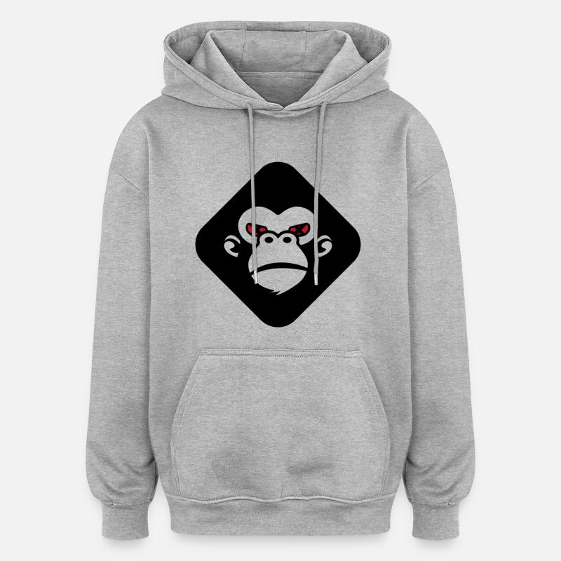 Logo du gorille - Sweat à capuche oversize unisexe - gris chiné