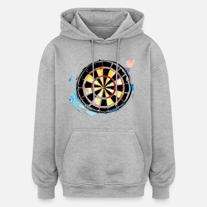 Croquis de jeu de fléchettes - Sweat à capuche oversize unisexe - gris chiné