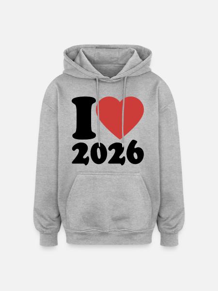 Happy New Year | I Love 2026 - Oversized Unisex Hoodie - heather grey