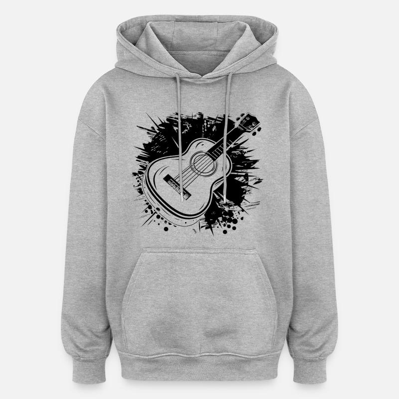 Graphismes Ukulélé - Sweat à capuche oversize unisexe - gris chiné