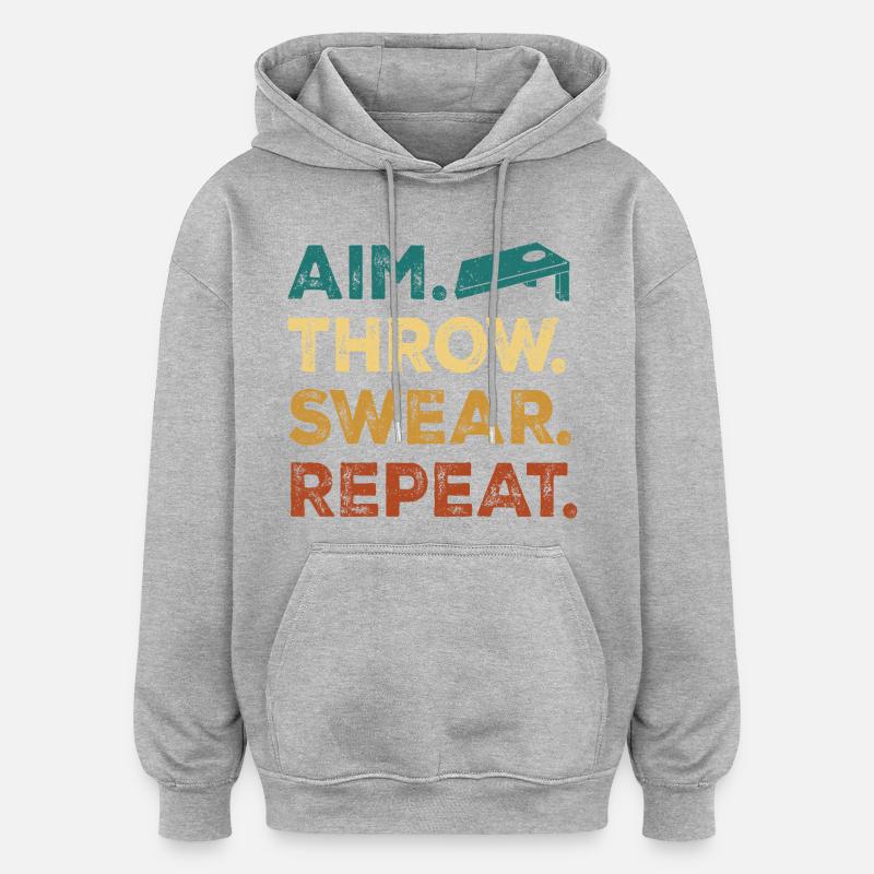 Vise. Lance. À porter. Répétez. - Sweat à capuche oversize unisexe - gris chiné