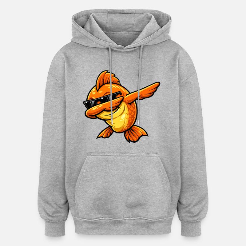 Dabbing Goldfisch - Oversized Unisex Hoodie - Grau meliert