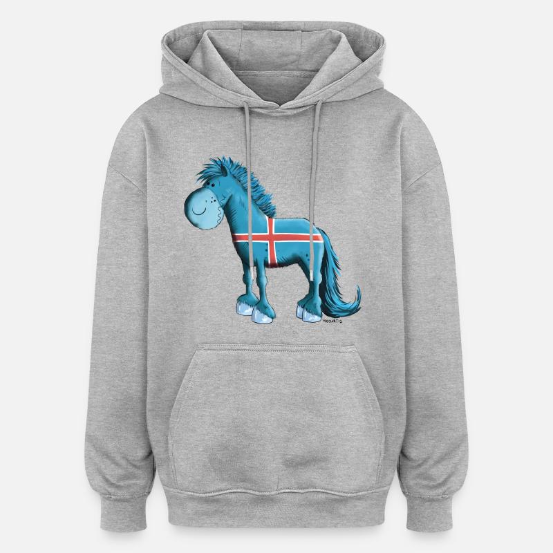 Der Isländer ist da - Oversized Unisex Hoodie - Grau meliert