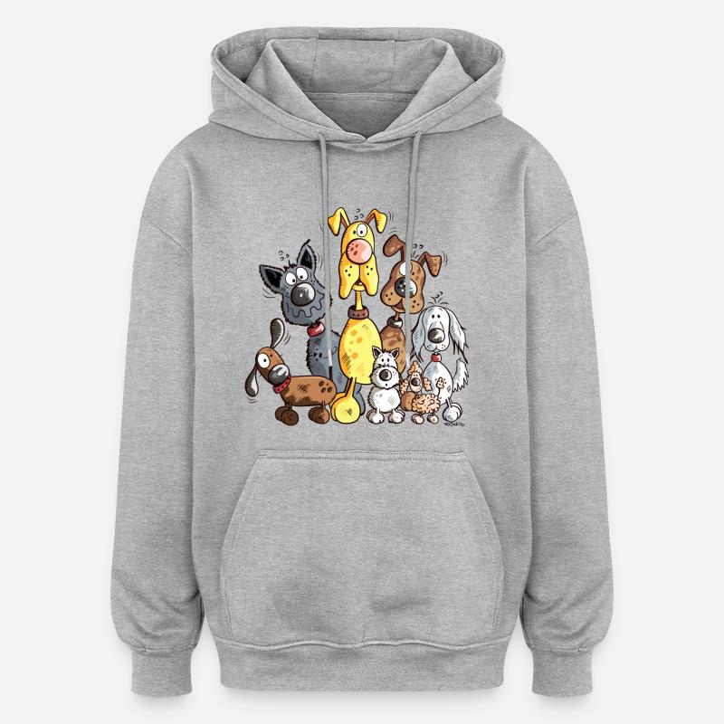 Beaucoup de Chiens - Sweat à capuche oversize unisexe - gris chiné