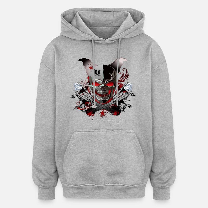 Diamant Skull - Sweat à capuche oversize unisexe - gris chiné
