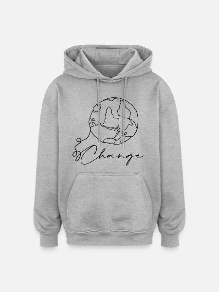 Monde - Sweat à capuche oversize unisexe - gris chiné