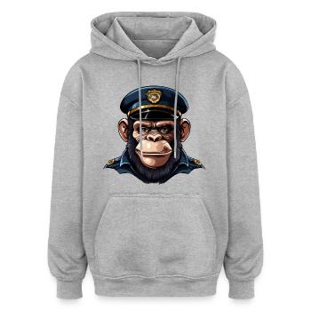 Schimpansen Polizistin - Oversized Unisex Hoodie - Grau meliert - Vorne - Noah (186cm)
