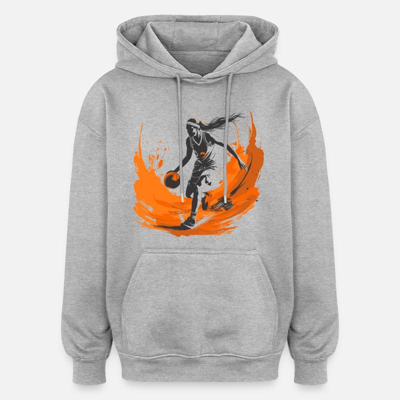 Basketteur - Sweat à capuche oversize unisexe - gris chiné