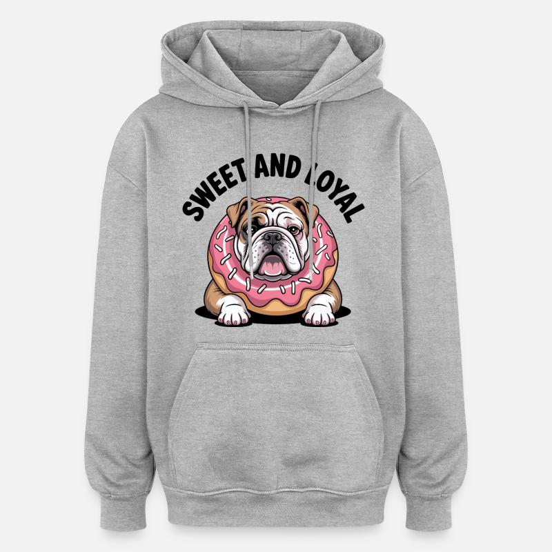 Bouledogue doux et loyal - Sweat à capuche oversize unisexe - gris chiné
