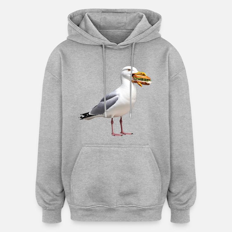 Rouleaux de herrgull avec poisson - Sweat à capuche oversize unisexe - gris chiné