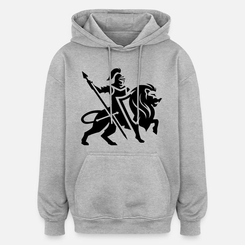 Guerrier - Sweat à capuche oversize unisexe - gris chiné