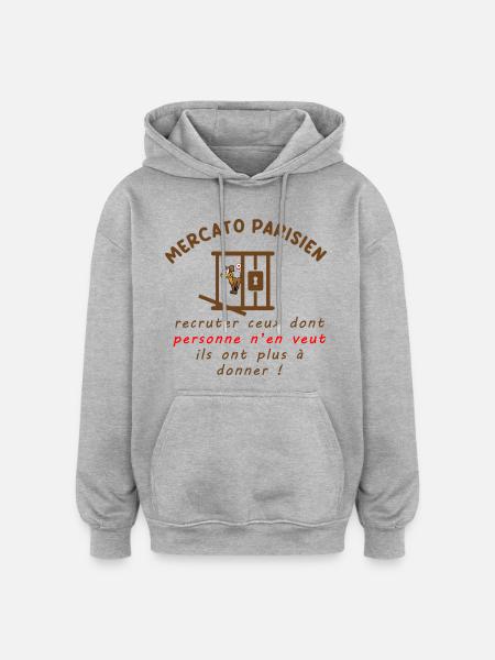 Mercato_parisien_recruter - Sweat à capuche oversize unisexe - gris chiné