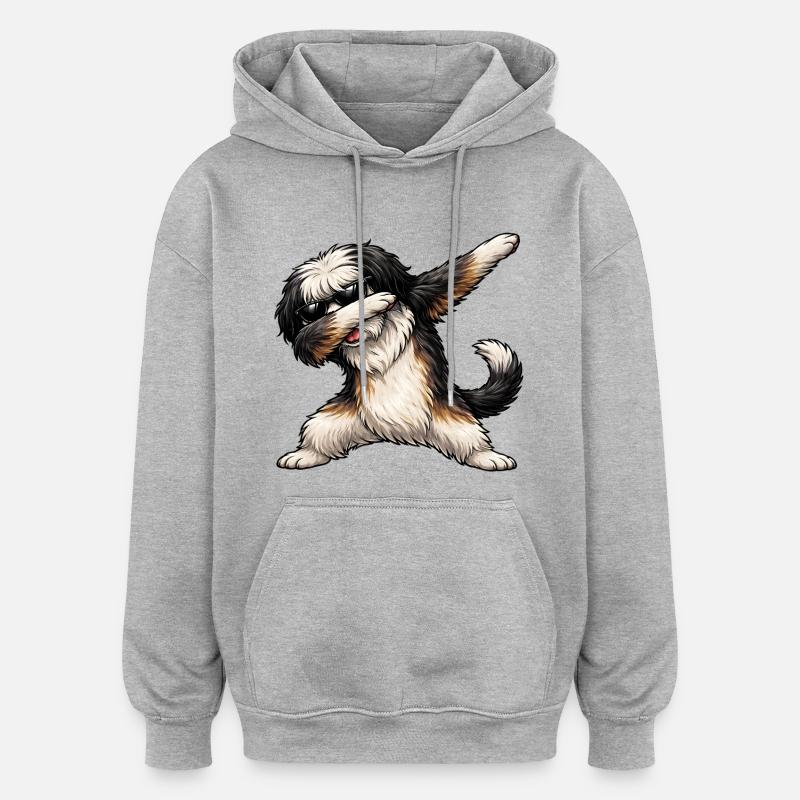 Dab du Tibetan Terrier - Sweat à capuche oversize unisexe - gris chiné