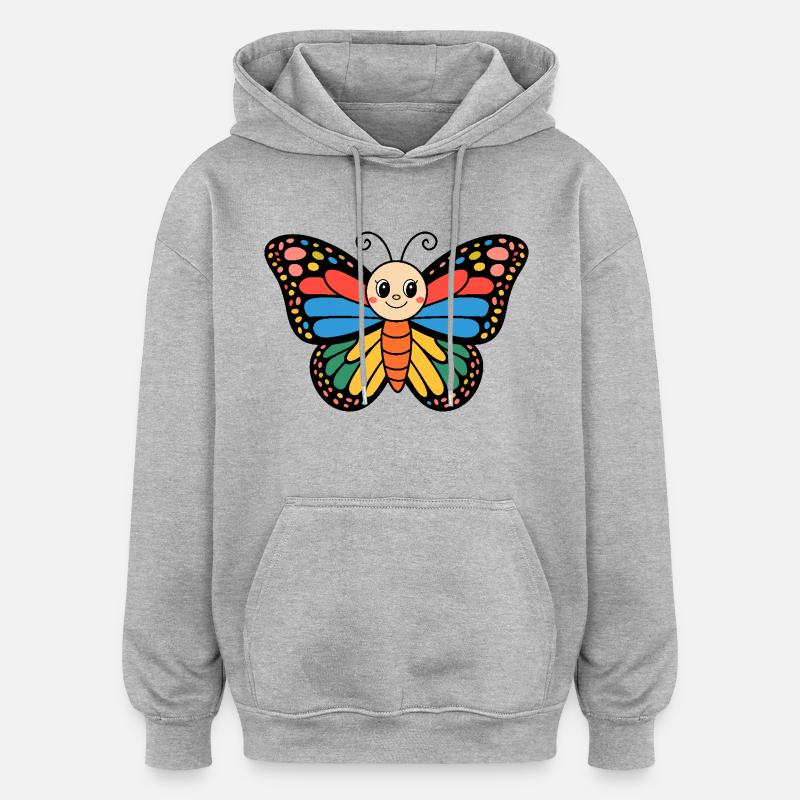 papillon insecte coloré mignon fille idée cadeau - Sweat à capuche oversize unisexe - gris chiné