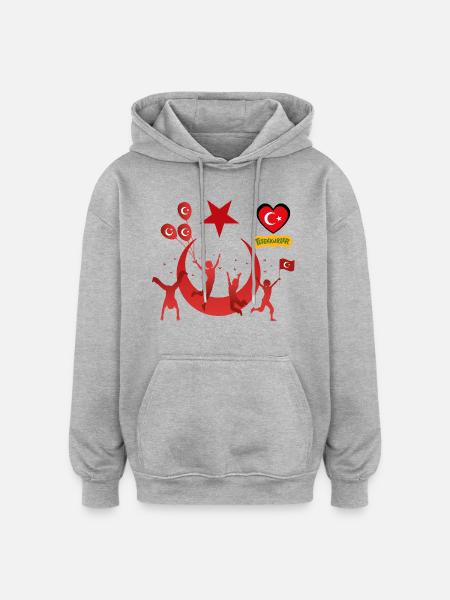 Turkiyelove - Oversized Unisex Hoodie - Grau meliert