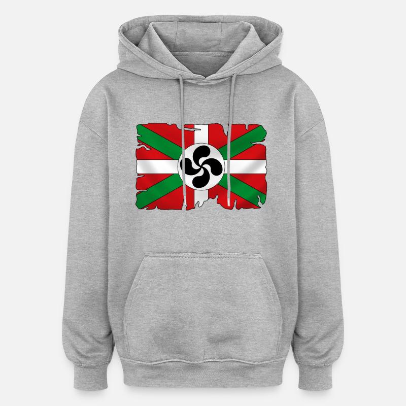 Drapeau Basque - Sweat à capuche oversize unisexe - gris chiné