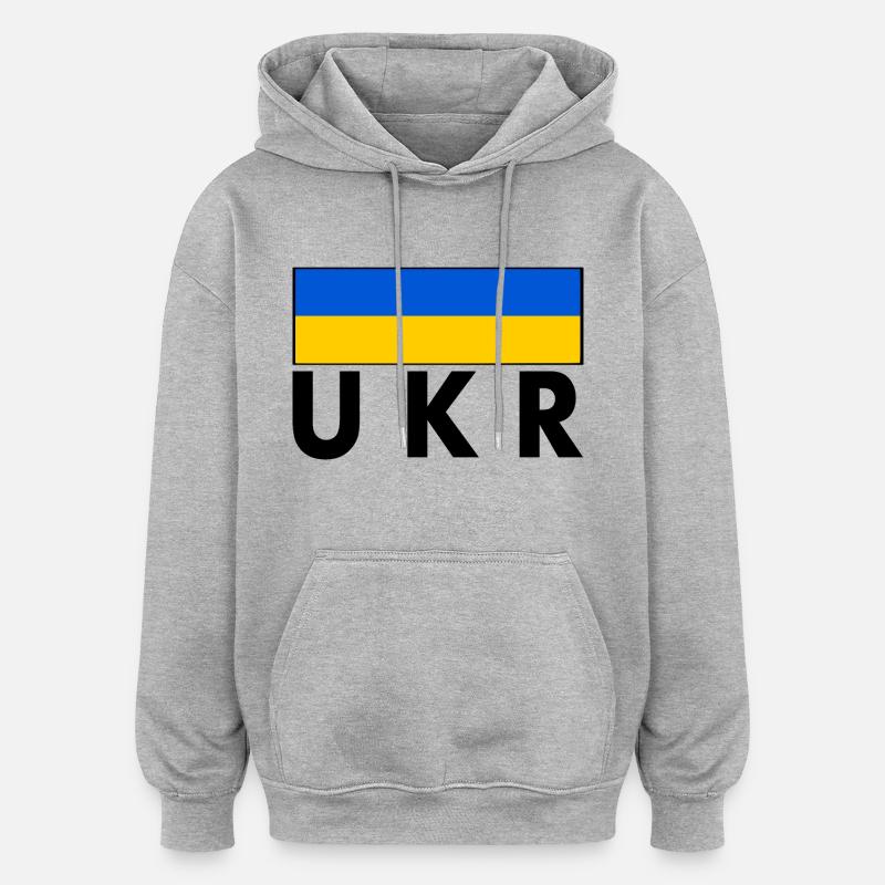 Ukraine - Sweat à capuche oversize unisexe - gris chiné