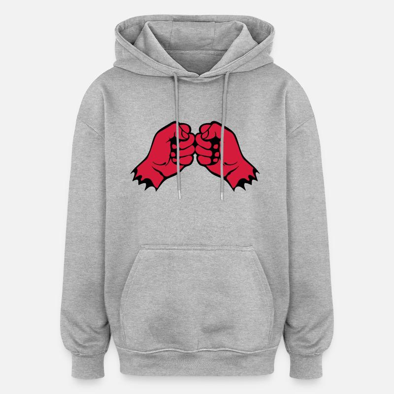 poing face cogne fist 1106 - Sweat à capuche oversize unisexe - gris chiné