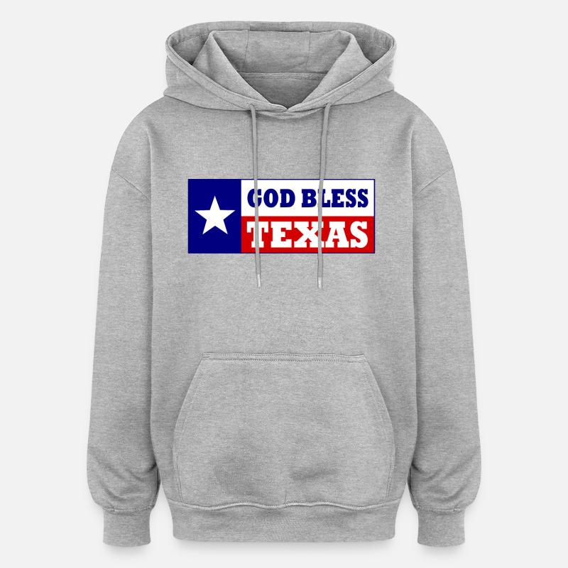 God bless texas - Sweat à capuche oversize unisexe - gris chiné
