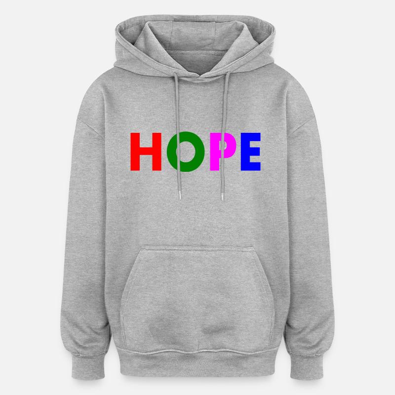 Hope - Sweat à capuche oversize unisexe - gris chiné