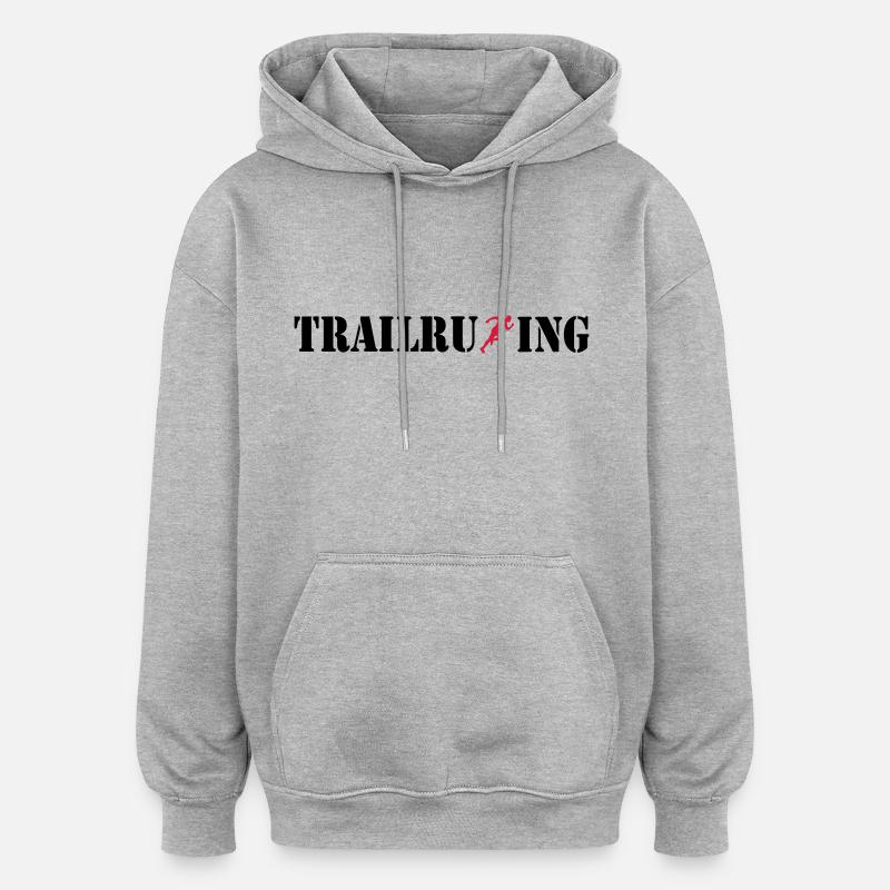 TRAIL RUNNING - Sweat à capuche oversize unisexe - gris chiné