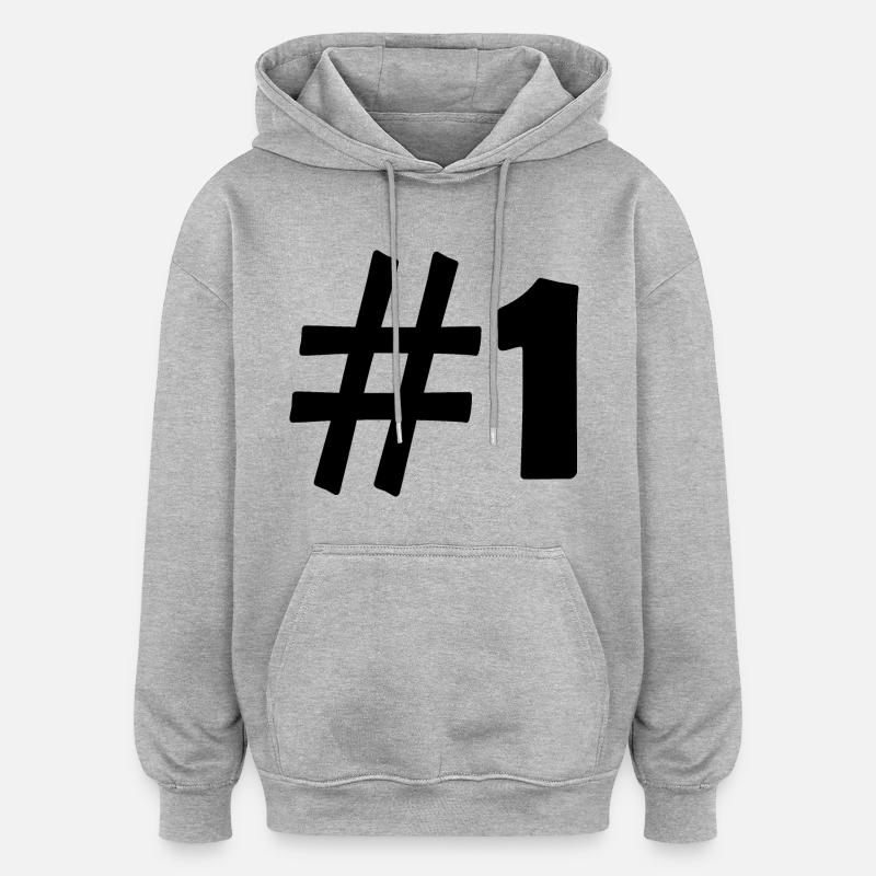 #1 - Sweat à capuche oversize unisexe - gris chiné