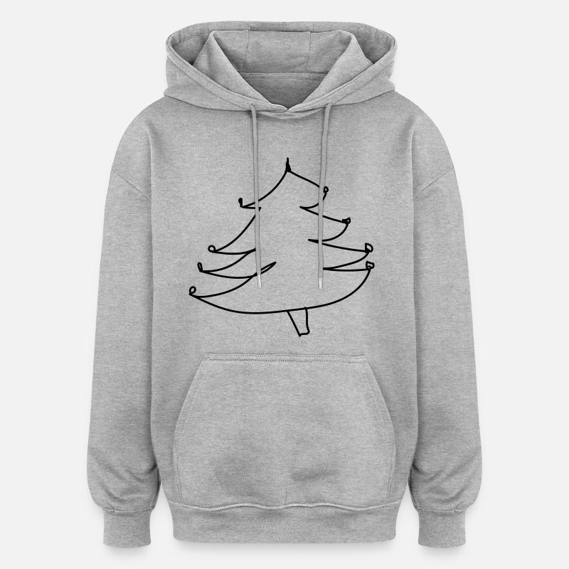 Pull sapin de Noël (faux pull de Noël) - Sweat à capuche oversize unisexe - gris chiné