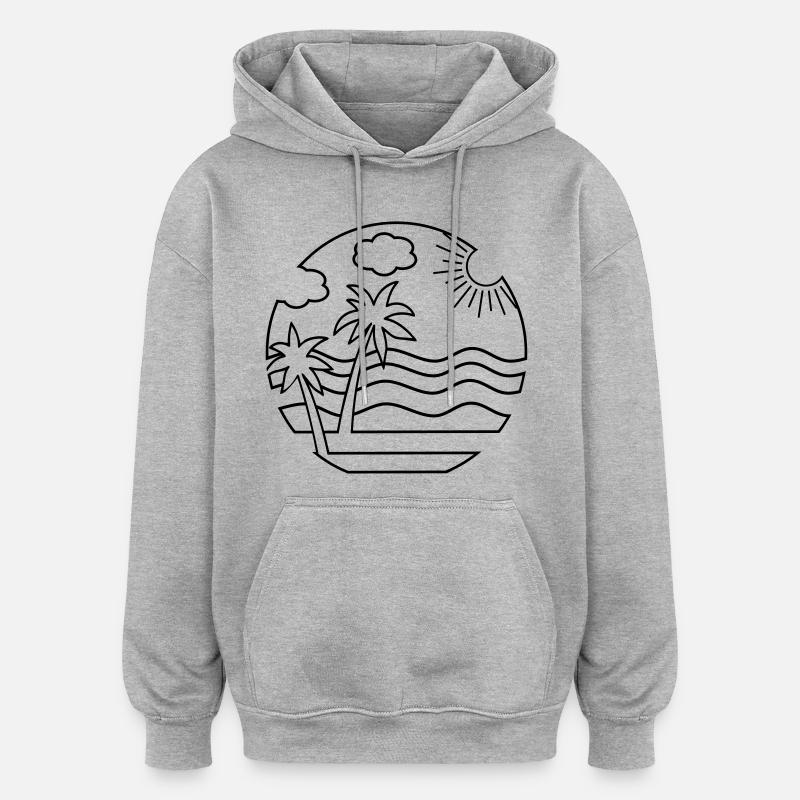 Plage - Sweat à capuche oversize unisexe - gris chiné